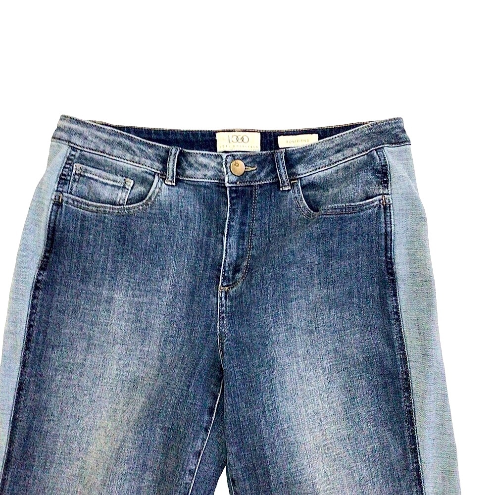 LOGO by Lori Goldstein Boyfriend Two Tone Side Panel Jeans Size 10 - Picture 5 of 12
